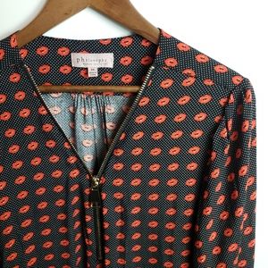 Philosophy Woman Polka Dot Pattern LS Blous